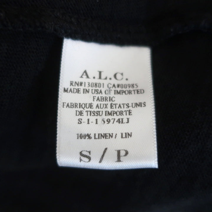 A.L.C. Open-Back Top Black Linen Jersey Size Small Long Sleeve Tee