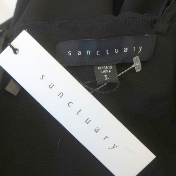 Sanctuary Slip Dress Black Lace-Trimmed Stretch Ponte Size Large NEW