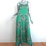 Scanlan Theodore Maxi Dress Green Paisley Bandana Print Silk Twill Size US 4
