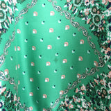 Scanlan Theodore Maxi Dress Green Paisley Bandana Print Silk Twill Size US 4