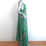 Scanlan Theodore Maxi Dress Green Paisley Bandana Print Silk Twill Size US 4