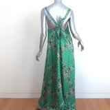 Scanlan Theodore Maxi Dress Green Paisley Bandana Print Silk Twill Size US 4
