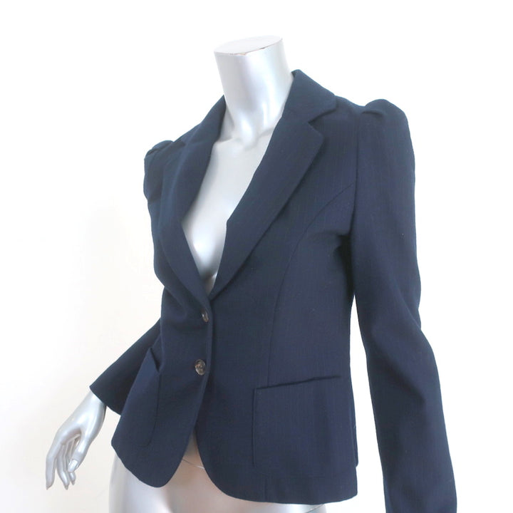 James Jeans Cured by Seun Pinstripe Blazer Navy Wool Size Small