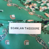 Scanlan Theodore Maxi Dress Green Paisley Bandana Print Silk Twill Size US 4