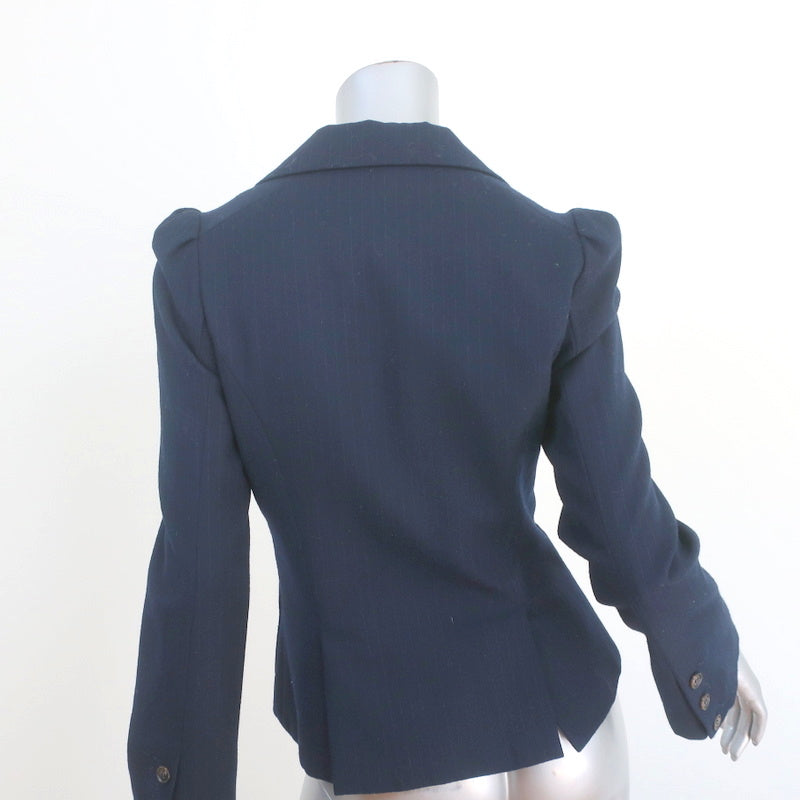 James Jeans Cured by Seun Pinstripe Blazer Navy Wool Size Small