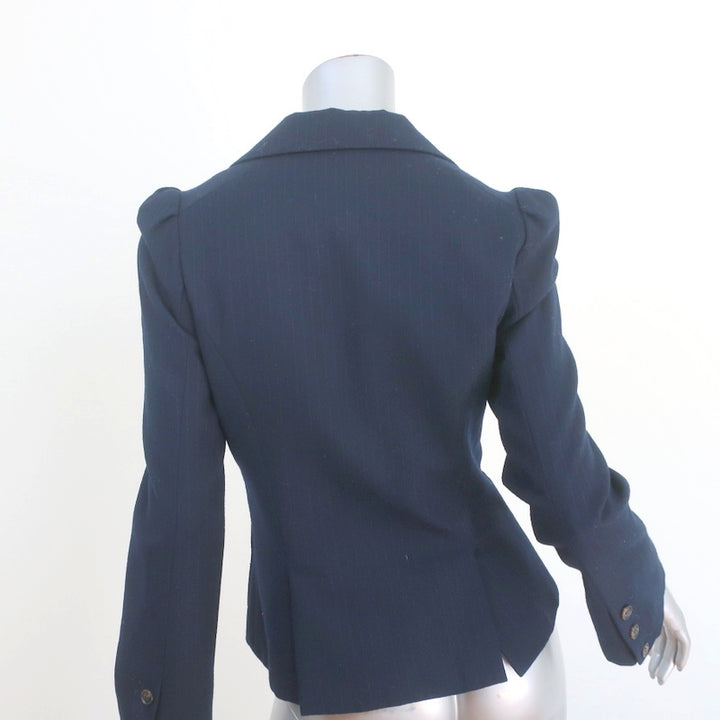 James Jeans Cured by Seun Pinstripe Blazer Navy Wool Size Small