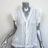 FRAME Top Lauren White Broderie Anglaise Size Small V-Neck Blouse