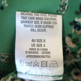 Scanlan Theodore Maxi Dress Green Paisley Bandana Print Silk Twill Size US 4