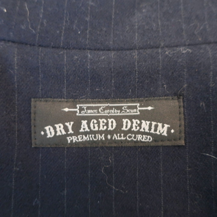 James Jeans Cured by Seun Pinstripe Blazer Navy Wool Size Small