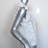 FRAME Top Lauren White Broderie Anglaise Size Small V-Neck Blouse