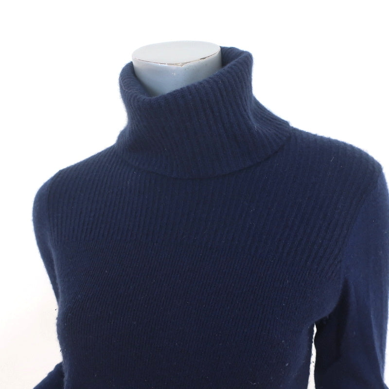 Veronica Beard Cashmere Turtleneck Sweater Asa Navy Ribbed Knit Size Small