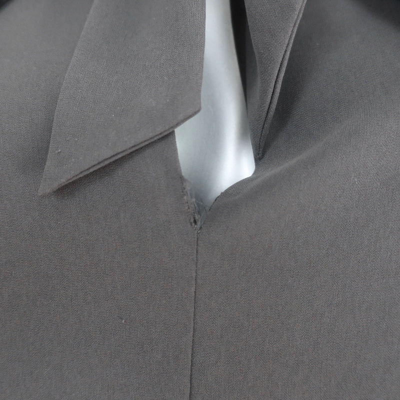 The Row Tie-Neck Shift Dress Gray Crepe Size 6 Long Sleeve Mini