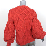 Ulla Johnson Pilar Cable Knit Sweater Poppy Cotton Size Medium Crewneck Pullover