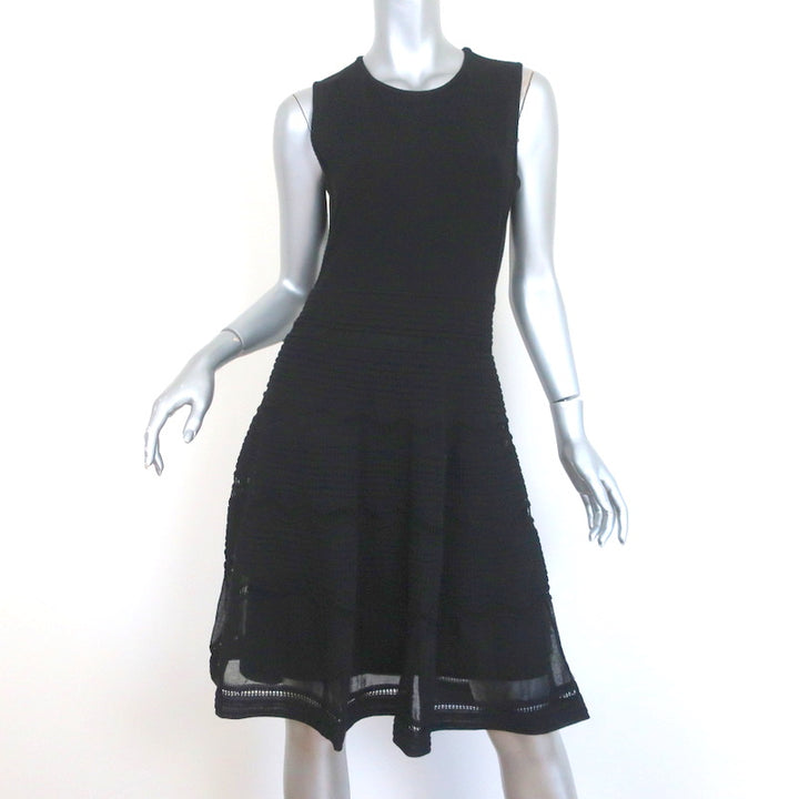 M Missoni Dress Black Cotton Mixed Knit Size 44 Sleeveless Fit &amp; Flare