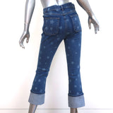Valentino Star Print Cuffed Jeans Blue Stretch Denim Size 25