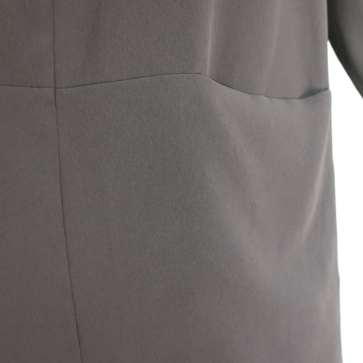 The Row Tie-Neck Shift Dress Gray Crepe Size 6 Long Sleeve Mini