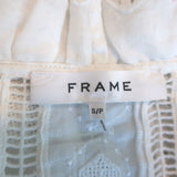 FRAME Top Lauren White Broderie Anglaise Size Small V-Neck Blouse