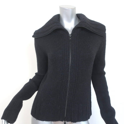 Ann Demeulemeester Zip-Up Cardigan Navy Alpaca Wool Size 42