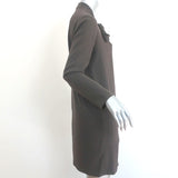 The Row Tie-Neck Shift Dress Gray Crepe Size 6 Long Sleeve Mini