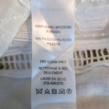 FRAME Top Lauren White Broderie Anglaise Size Small V-Neck Blouse