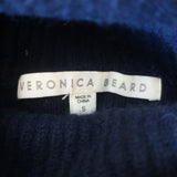 Veronica Beard Cashmere Turtleneck Sweater Asa Navy Ribbed Knit Size Small