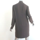 The Row Tie-Neck Shift Dress Gray Crepe Size 6 Long Sleeve Mini