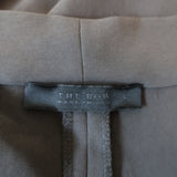 The Row Tie-Neck Shift Dress Gray Crepe Size 6 Long Sleeve Mini