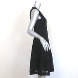 M Missoni Dress Black Cotton Mixed Knit Size 44 Sleeveless Fit & Flare