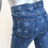 Valentino Star Print Cuffed Jeans Blue Stretch Denim Size 25