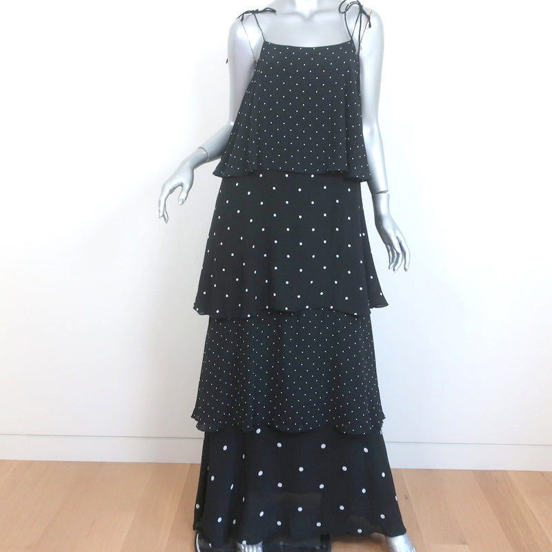 ANINE BING Daisy Tiered Maxi Dress Black & White Polka Dot Crepe Size Celebrity Owned ANINE BING Daisy Tiered Maxi Dress Black & White Polka Dot Crepe Size Celebrity Owned