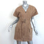 A.L.C. Bellamy Zip-Front Mini Dress Brown Stretch Twill Size 8 Belted Shift NEW