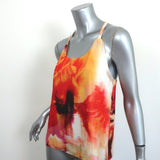 Alice + Olivia Racerback Tank Top Loma Watercolor Print Chiffon Size Small