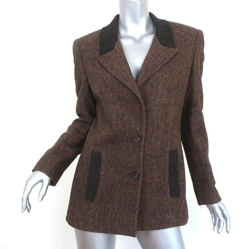 Vintage Valentino Miss V Tweed Blazer Brown Wool-Silk Size 42 Two