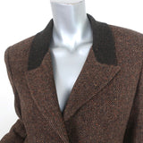 Vintage Valentino Miss V Tweed Blazer Brown Wool-Silk Size 42 Two-Button Jacket