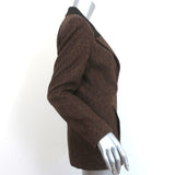 Vintage Valentino Miss V Tweed Blazer Brown Wool-Silk Size 42 Two-Button Jacket