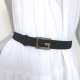 Gucci Square G Buckle Belt Black Suede Size 65