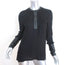 Helmut Lang Leather-Trim Top Black Viscose Size Small Long Sleeve Blouse