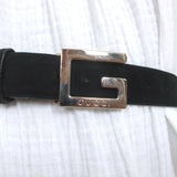 Gucci Square G Buckle Belt Black Suede Size 65