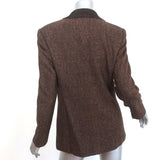 Vintage Valentino Miss V Tweed Blazer Brown Wool-Silk Size 42 Two-Button Jacket