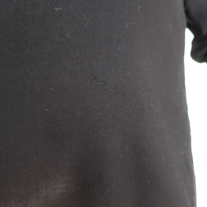 Helmut Lang Leather-Trim Top Black Viscose Size Small Long Sleeve Blouse