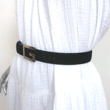 Gucci Square G Buckle Belt Black Suede Size 65