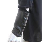 Helmut Lang Leather-Trim Top Black Viscose Size Small Long Sleeve Blouse