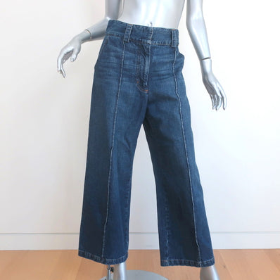 Rachel Comey Wide Leg Pintuck Jeans Elio Indigo Denim Size 6