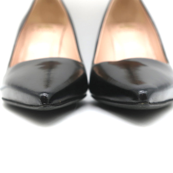 Lanvin Pearl Pumps Black Leather Size 36 Pointed Toe Heels