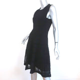 M Missoni Dress Black Cotton Mixed Knit Size 44 Sleeveless Fit & Flare