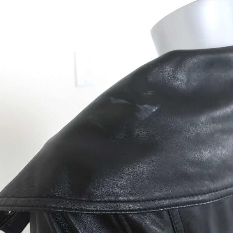 Vince Funnel Neck Leather Moto Jacket Black Size Medium NEW