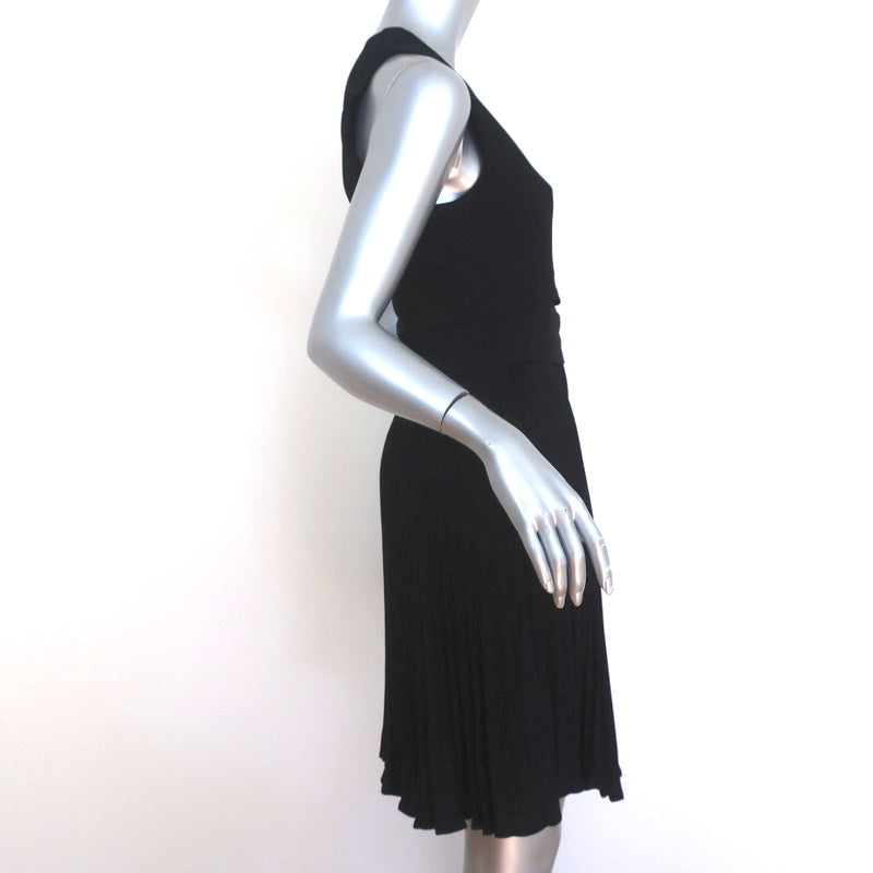 A.L.C. Sleeveless Dress Etta Black Pleated Stretch Crepe Size 4