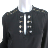 Diane von Furstenberg Long Sleeve Mini Dress Florina Black Beaded Silk Size 0
