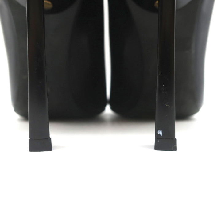 Lanvin Pearl Pumps Black Leather Size 36 Pointed Toe Heels