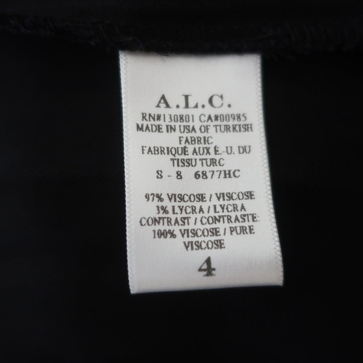 A.L.C. Sleeveless Dress Etta Black Pleated Stretch Crepe Size 4